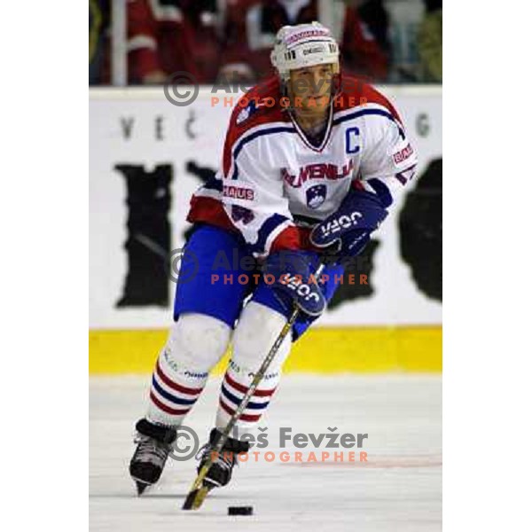 Tomaz Vnuk of Slovenia Ice-Hockey team during World Championship group B in Ljubljana, Slovenia on April 2001