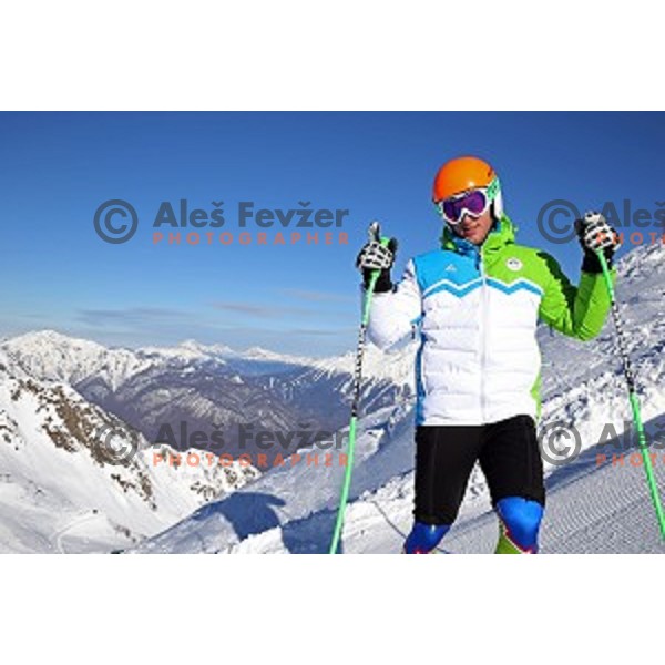 Rok Perko of Slovenia during Men\'s Downhill Training at Rosa Khutor Alpine Center , Sochi 2014 Winter Olympic Games on February 8, 2014