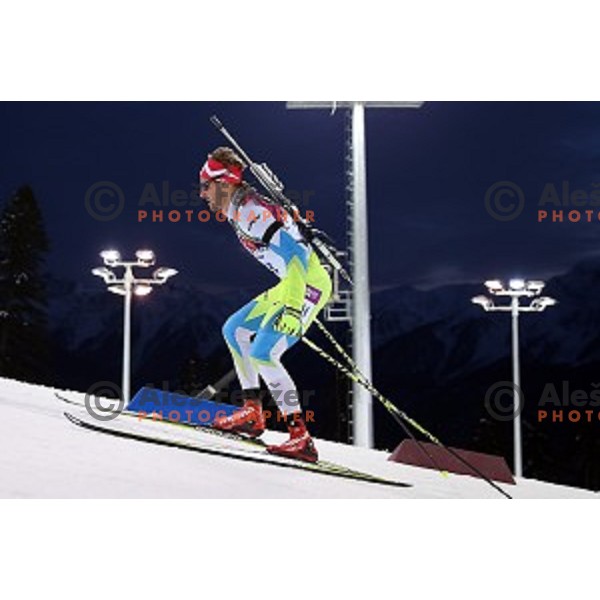 Klemen Bauer of Slovenia during Men\'s 10 km Sprint at Laura Cross-Country Ski & Biathlon Center Sochi 2014 Winter Olympic Games on February 8, 2014