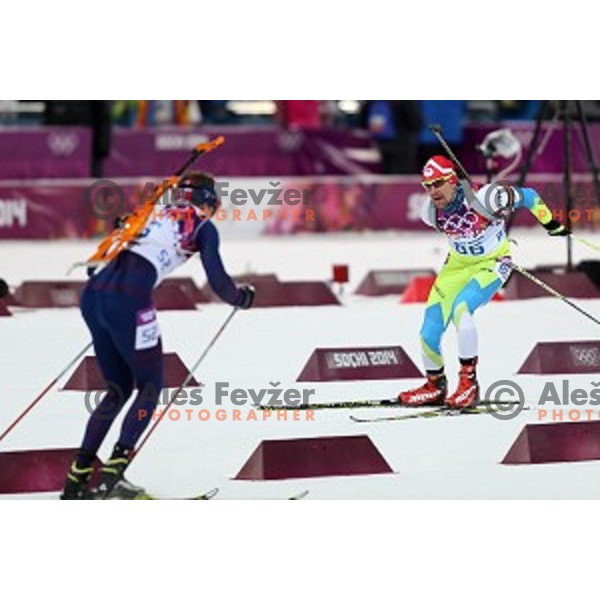 Janez Maric of Slovenia during Men\'s 10 km Sprint at Laura Cross-Country Ski & Biathlon Center Sochi 2014 Winter Olympic Games on February 8, 2014