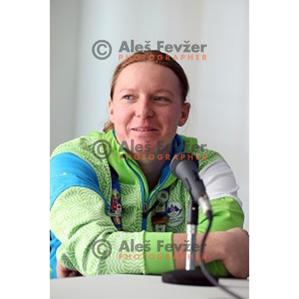 Marusa Ferk of Slovenia during press conference in Mountain Village, Rosa Khutor, Sochi 2014 Winter Olympic Games on February 8, 2014