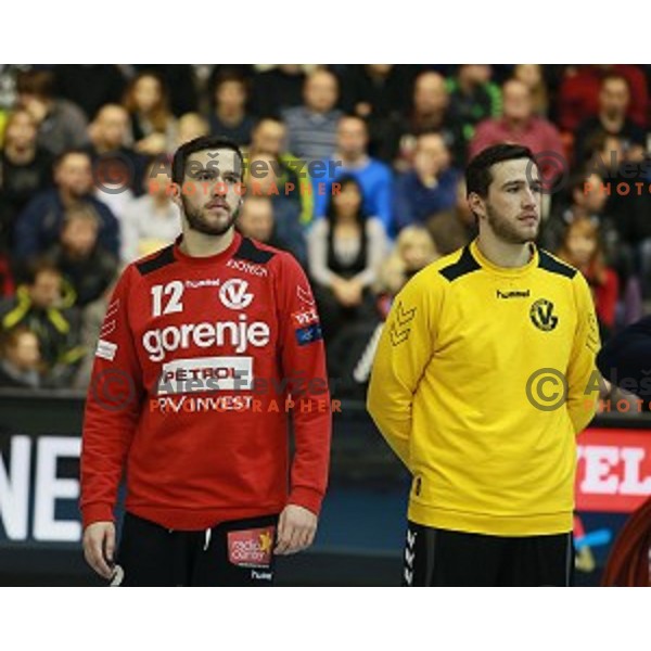 Benjamin and Senjamin Buric of Gorenje Velenje during handball match Gorenje Velenje (SLO)-Hamburg (GER) in EHF Champions league, played in Red Hall, Velenje, Slovenia on February 5, 2014