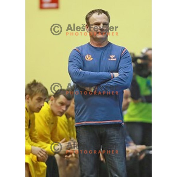 Ivan Vajdl during handball match Gorenje Velenje (SLO)-Hamburg (GER) in EHF Champions league, played in Red Hall, Velenje, Slovenia on February 5, 2014