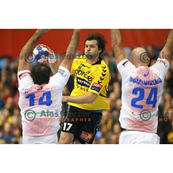Klemen Cehte of Gorenje Velenje during handball match Gorenje Velenje (SLO)-Hamburg (GER) in EHF Champions league, played in Red Hall, Velenje, Slovenia on February 5, 2014