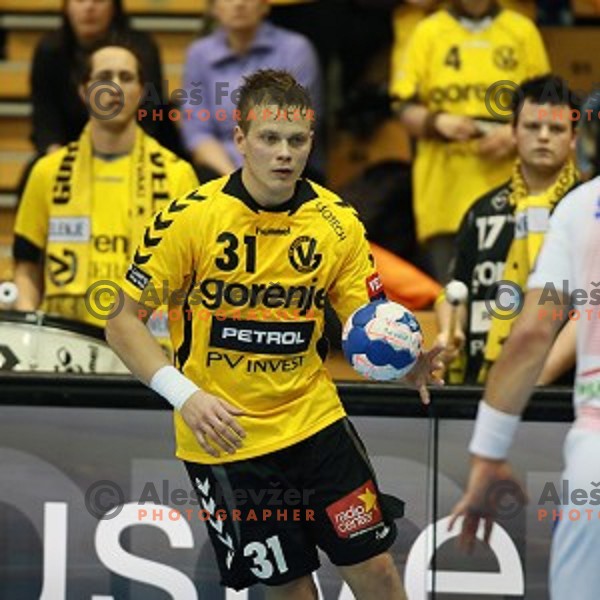 Janez Gams of Gorenje Velenje during handball match Gorenje Velenje (SLO)-Hamburg (GER) in EHF Champions league, played in Red Hall, Velenje, Slovenia on February 5, 2014