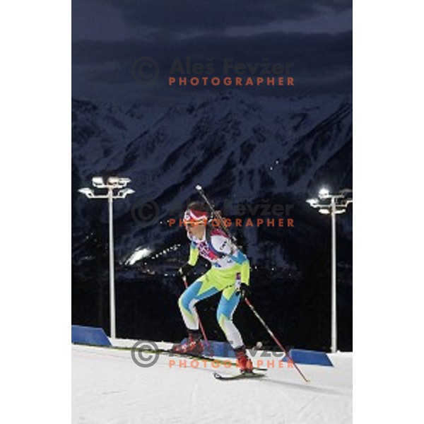 Teja Gregorin of Slovenia during Ladies 7.5 km Sprint at Laura Cross-Country Ski & Biathlon Center Sochi 2014 Winter Olympic Games on February 9, 2014