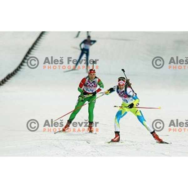 Teja Gregorin of Slovenia during Ladies 7.5 km Sprint at Laura Cross-Country Ski & Biathlon Center Sochi 2014 Winter Olympic Games on February 9, 2014