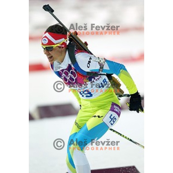 Teja Gregorin of Slovenia during Ladies 7.5 km Sprint at Laura Cross-Country Ski & Biathlon Center Sochi 2014 Winter Olympic Games on February 9, 2014