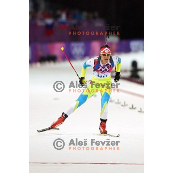 Teja Gregorin of Slovenia during Ladies 7.5 km Sprint at Laura Cross-Country Ski & Biathlon Center Sochi 2014 Winter Olympic Games on February 9, 2014
