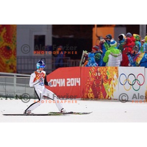Peter Prevc of Slovenia, olympic silver medalist in Ski jumping on Normal Hill at Sochi 2014 Winter Olympic Games in RusSki Gorki Jumping Center on February 9, 2014