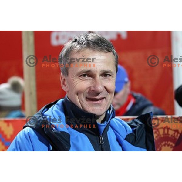  Miran Tepes celebrates silver medal in Ski jumping on Normal Hill at Sochi 2014 Winter Olympic Games in RusSki Gorki Jumping Center on February 9, 2014