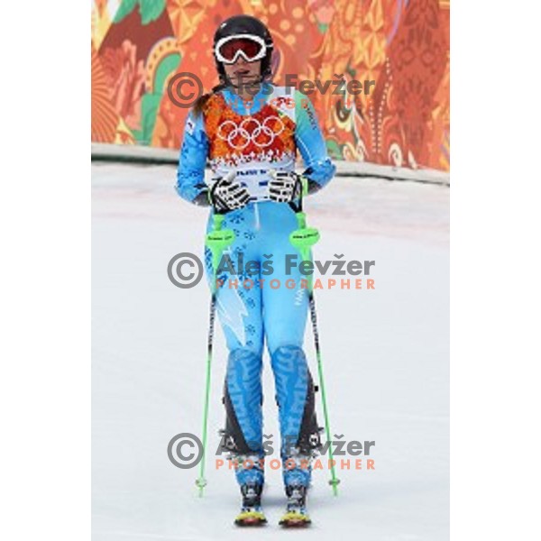 Tina Maze of Slovenia finished fourth at Ladies Super Combined at Rosa Khutor Alpine Center , Sochi 2014 Winter Olympic Games on February 10, 2014