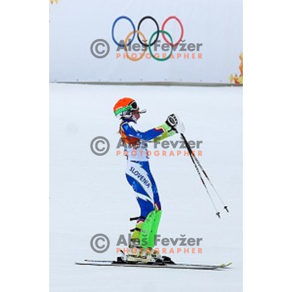 Marusa Ferk of Slovenia racing at Ladies Super Combined at Rosa Khutor Alpine Center , Sochi 2014 Winter Olympic Games on February 10, 2014