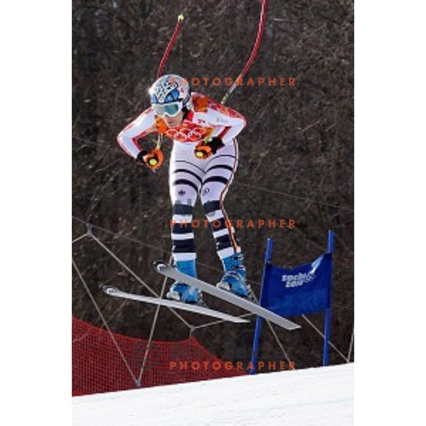 Maria Hoefl-Riesch (GER) Olympic gold medal winner of Ladies Super Combined at Rosa Khutor Alpine Center , Sochi 2014 Winter Olympic Games on February 10, 2014