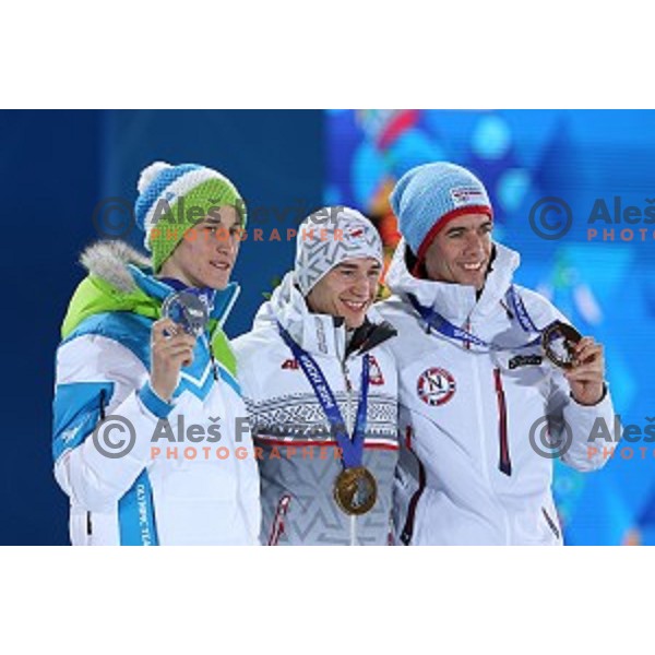 Peter Prevc of Slovenia, olympic silver medalist in Ski jumping on Normal Hill at Sochi 2014 Winter Olympic Games in Olympic Park on February 10, 2014