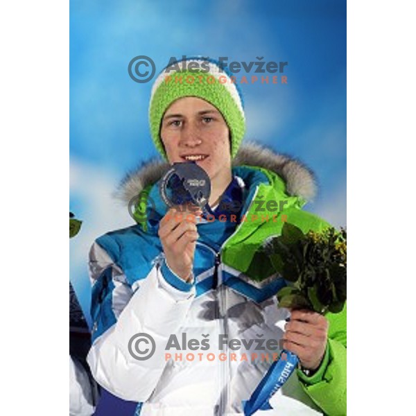 Peter Prevc of Slovenia, olympic silver medalist in Ski jumping on Normal Hill at Sochi 2014 Winter Olympic Games in Olympic Park on February 10, 2014