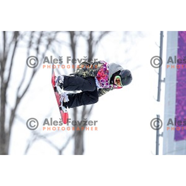 Tim Kevin Ravnjak of Slovenia during Men\'s Snowboard Half-Pipe Qualification in Extreme Park Rosa Khutor , Sochi 2014 Winter Olympic Games on February 11, 2014