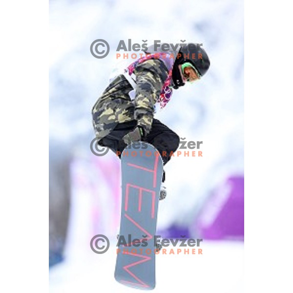 Tim Kevin Ravnjak of Slovenia during Men\'s Snowboard Half-Pipe Qualification in Extreme Park Rosa Khutor , Sochi 2014 Winter Olympic Games on February 11, 2014