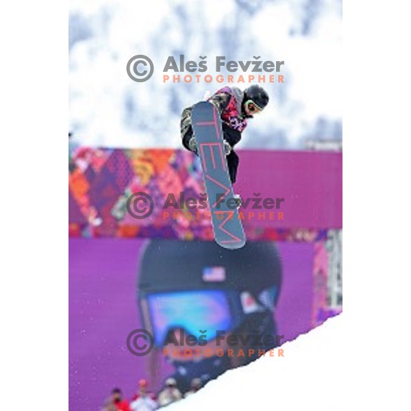 Tim Kevin Ravnjak of Slovenia during Men\'s Snowboard Half-Pipe Qualification in Extreme Park Rosa Khutor , Sochi 2014 Winter Olympic Games on February 11, 2014