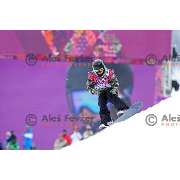 Tim Kevin Ravnjak of Slovenia during Men\'s Snowboard Half-Pipe Qualification in Extreme Park Rosa Khutor , Sochi 2014 Winter Olympic Games on February 11, 2014