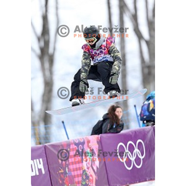 Tim Kevin Ravnjak of Slovenia during Men\'s Snowboard Half-Pipe Qualification in Extreme Park Rosa Khutor , Sochi 2014 Winter Olympic Games on February 11, 2014