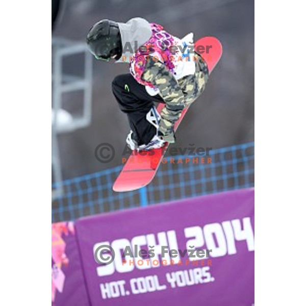 Tim Kevin Ravnjak of Slovenia during Men\'s Snowboard Half-Pipe Qualification in Extreme Park Rosa Khutor , Sochi 2014 Winter Olympic Games on February 11, 2014