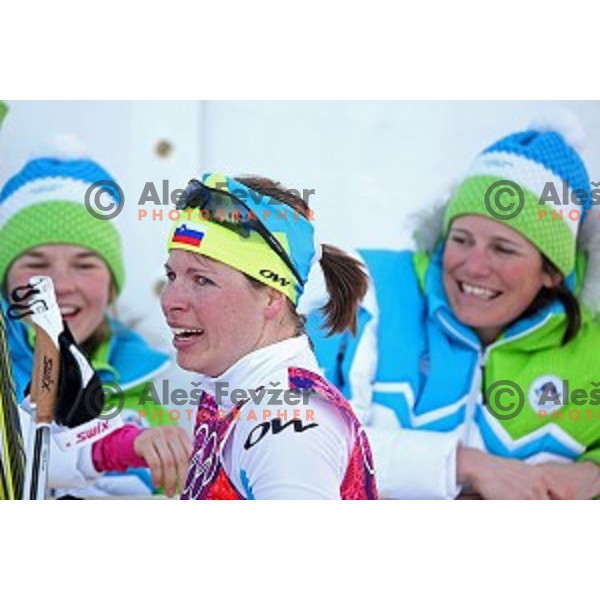 Vesna Fabjan of Slovenia olympic bronze medalist of Ladies Free Sprint, Sochi 2014 Winter Olympic Games on February 11, 2014