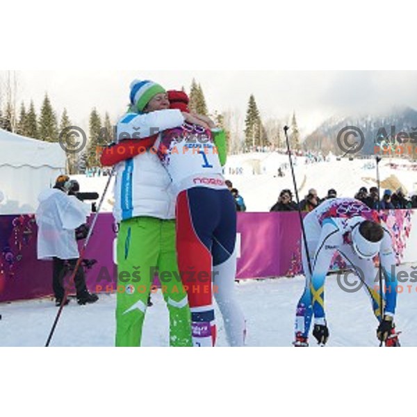 Katja Visnar of Slovenia with Ola Vigen Hattestad of Norway at Laura Center, Sochi 2014 Winter Olympic Games on February 11, 2014
