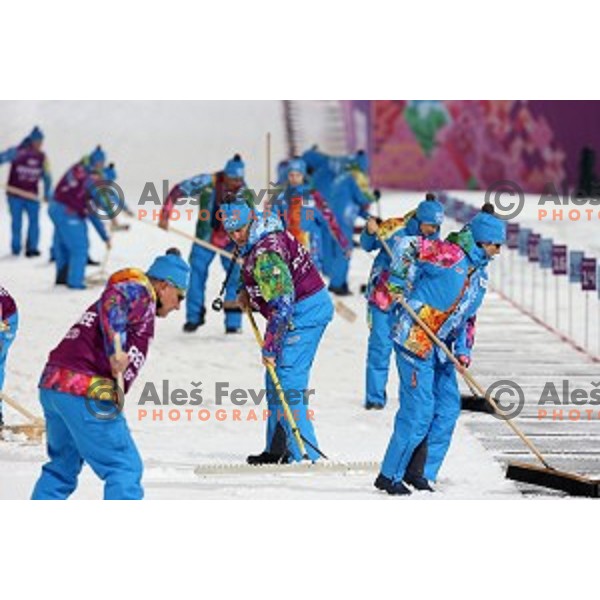 Teja Gregorin of Slovenia racing in Biathlon Women\'s 10 km Pursuit at Laura Cross-Country & Biathlon Center, Sochi 2014 Winter Olympic Games on February 11, 2014