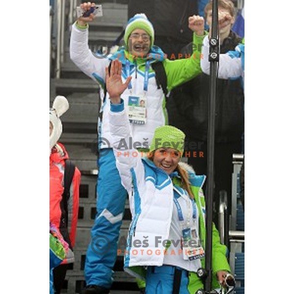Teja Gregorin of Slovenia racing in Biathlon Women\'s 10 km Pursuit at Laura Cross-Country & Biathlon Center, Sochi 2014 Winter Olympic Games on February 11, 2014