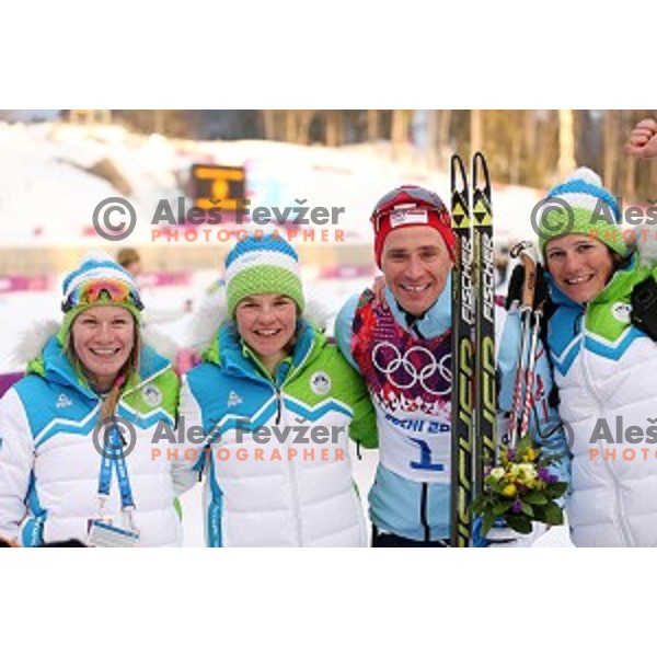 Katja Visnar of Slovenia with Ola Vigen Hattestad of Norway at Laura Center, Sochi 2014 Winter Olympic Games on February 11, 2014