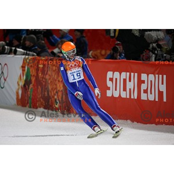 Eva Logar of Slovenia competes at Ladies Normal Hill ski jumping competition in RusSki Gorki, Sochi 2014 Winter Olympic games, Russia on February 11,2014