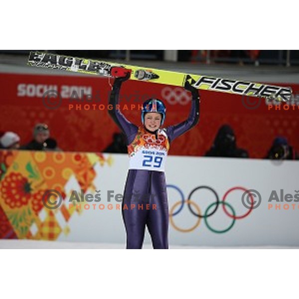Carina Vogt of Germany competes at Ladies Normal Hill ski jumping competition in RusSki Gorki, Sochi 2014 Winter Olympic games, Russia on February 11,2014