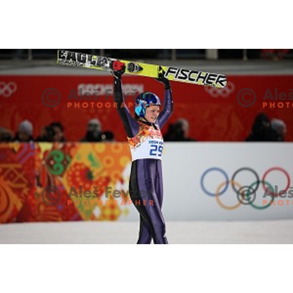 Carina Vogt of Germany competes at Ladies Normal Hill ski jumping competition in RusSki Gorki, Sochi 2014 Winter Olympic games, Russia on February 11,2014