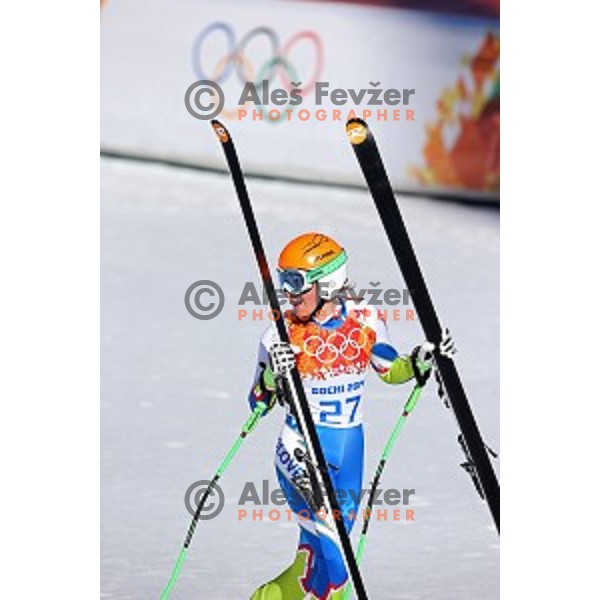 Ilka Stuhec of Slovenia in the finish area of Ladies Downhill in Rosa Khutor Alpine Center , Sochi 2014 Winter Olympic Games on February 12, 2014