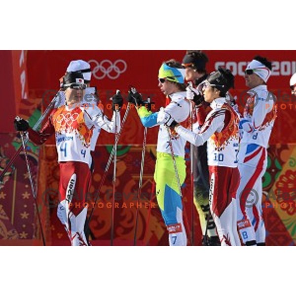 Marjan Jelenko of Slovenia racing in 10 km Nordic Combined in RusSki Gorki Ski Jumping center, Sochi 2014 Winter Olympic Games on February 12, 2014