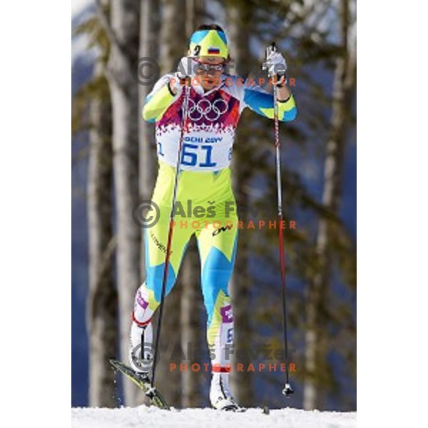 Katja Visnar of Slovenia racing in Ladies 10 km Classic in Laura Cross-Country and Biathlon Center, Sochi 2104 Winter Olympic Games, Russia on February 13, 2014