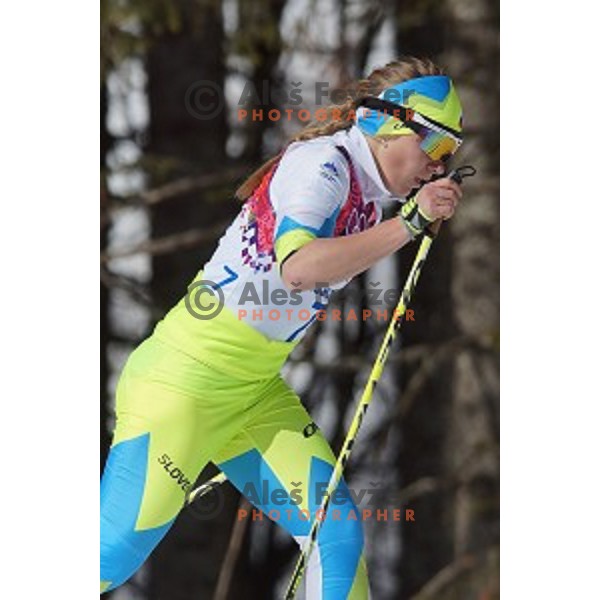 Nika Razinger of Slovenia racing in Ladies 10 km Classic in Laura Cross-Country and Biathlon Center, Sochi 2104 Winter Olympic Games, Russia on February 13, 2014