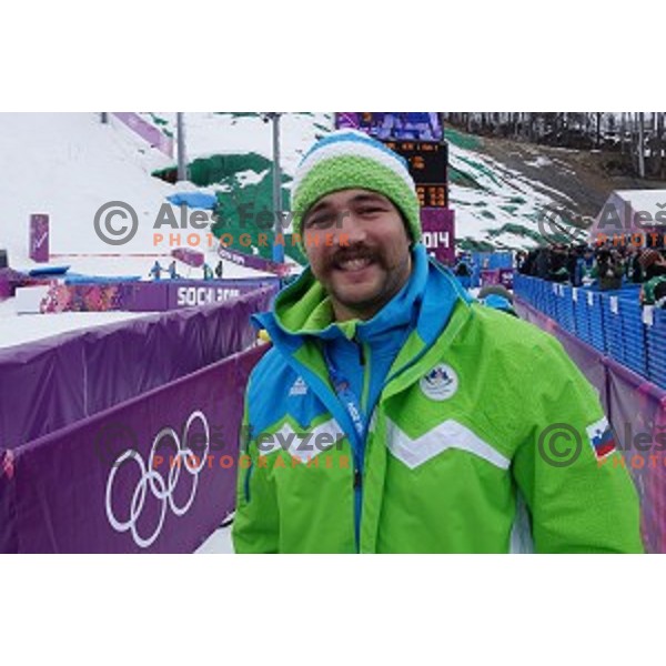 Filip Flisar of Slovenia in Extreme Park Rosa Khutor , Sochi 2014 Winter Olympic Games on February 11, 2014