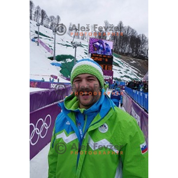 Filip Flisar of Slovenia in Extreme Park Rosa Khutor , Sochi 2014 Winter Olympic Games on February 11, 2014
