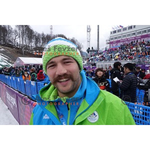 Filip Flisar of Slovenia in Extreme Park Rosa Khutor , Sochi 2014 Winter Olympic Games on February 11, 2014