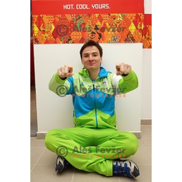 Rok Marguc of Slovenia during press conference of Snowboard and Ski Cross Team Slovenia in Mountain Village, Sochi 2014 Winter Olympic Games, Russia on February 14, 2014