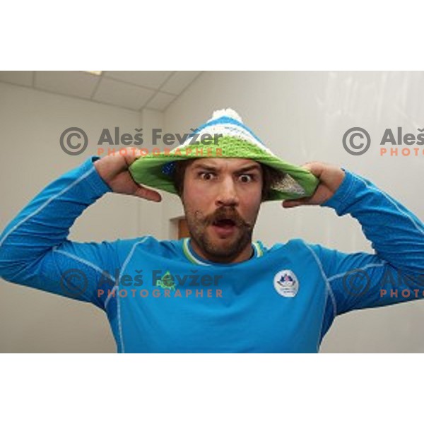 Filip Flisar of Slovenia during press conference of Snowboard and Ski Cross Team Slovenia in Mountain Village, Sochi 2014 Winter Olympic Games, Russia on February 14, 2014