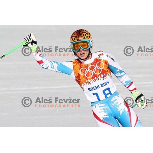 Anna Fenninger (AUT) in the finish area of Ladies Super-G in Rosa Khutor Alpine Center , Sochi 2014 Winter Olympic Games on February 15, 2014
