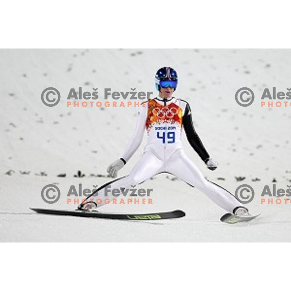 Peter Prevc of Slovenia, olympic bronze medalist in Ski jumping on Large Hill at Sochi 2014 Winter Olympic Games in RusSki Gorki Ski Jumping Center, Russia on February 15, 2014
