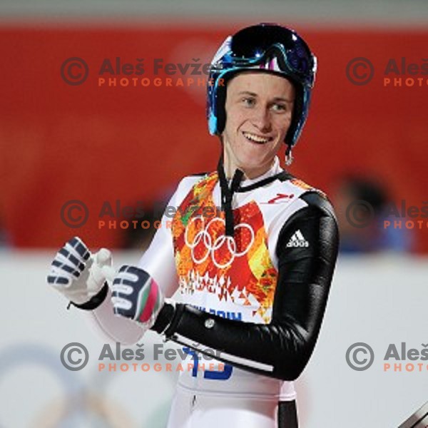 Peter Prevc of Slovenia, olympic bronze medalist in Ski jumping on Large Hill at Sochi 2014 Winter Olympic Games in RusSki Gorki Ski Jumping Center, Russia on February 15, 2014