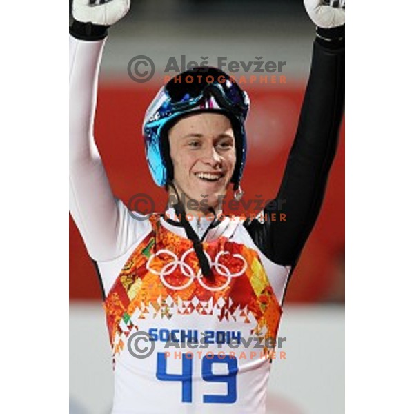 Peter Prevc of Slovenia, olympic bronze medalist in Ski jumping on Large Hill at Sochi 2014 Winter Olympic Games in RusSki Gorki Ski Jumping Center, Russia on February 15, 2014