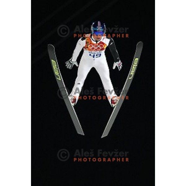 Peter Prevc of Slovenia, olympic bronze medalist in Ski jumping on Large Hill at Sochi 2014 Winter Olympic Games in RusSki Gorki Ski Jumping Center, Russia on February 15, 2014