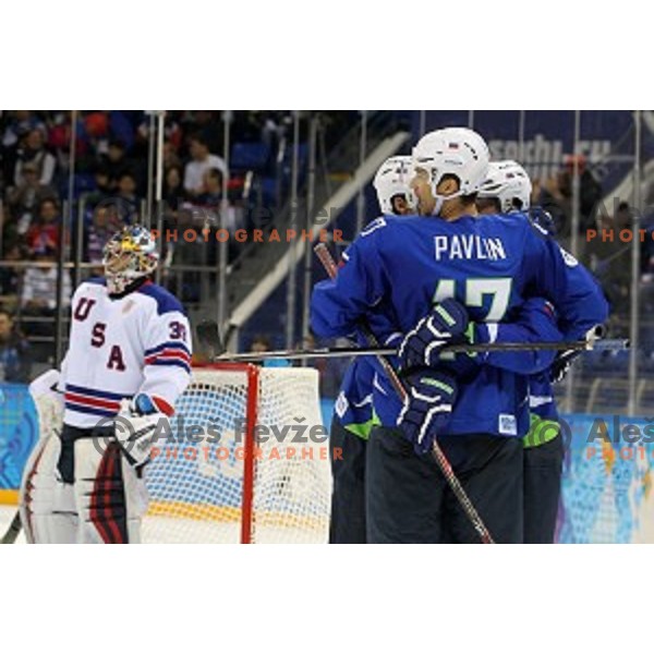 Ziga Pavlin of Slovenia in action during Preliminary round match Slovenia-USA at Shayba Arena, Sochi 2014 Winter Olympic games, Russia on February 16, 2014
