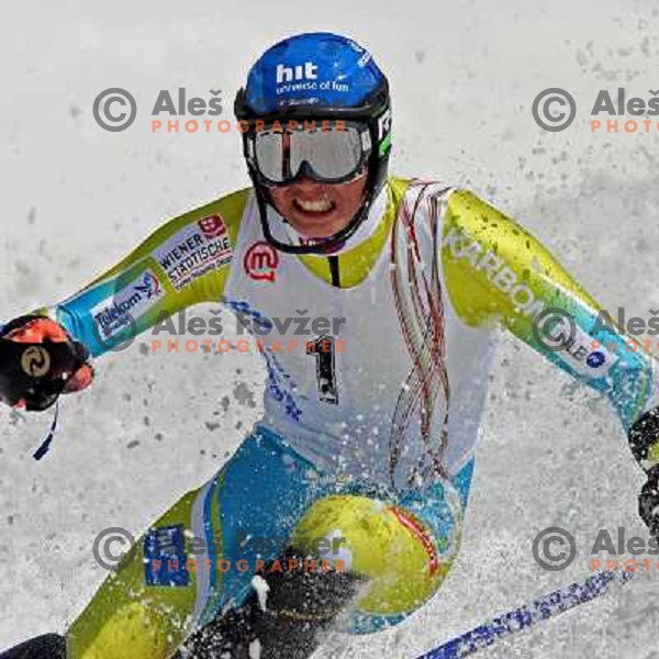 Matic Skube at slalom race for Slovenian National Championship at Krvavec Ski Resort.Photo by Ales Fevzer 